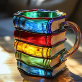 Iara - Caneca artesanal colorida em forma de livro