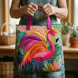 MALA FEITA À MÃO - FLAMINGO E ARCO-ÍRIS